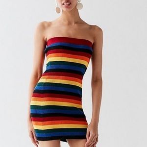 NWOT Urban Outfitters striped ribbed tube dress XS